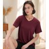 imageBAMBOO COOL Womens VNeck T Shirts Classic Short Sleeve Sexy Fit Tops for Women Basic TeesRed