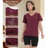 imageBAMBOO COOL Womens VNeck T Shirts Classic Short Sleeve Sexy Fit Tops for Women Basic TeesRed