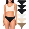 imageBAMBOO COOL Womens Thongs Seamless MoistureWicking Breathable Underwear High Stretchy Mid Waisted Panties Tagless 6 PackMulticoloured E 6pack