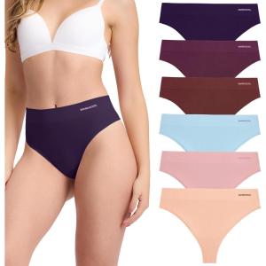 imageBAMBOO COOL Womens Thongs High Waisted Seamless MoistureWicking Breathable Underwear Stretchy Panties Tagless 6 PackMulticoloured B 6pack