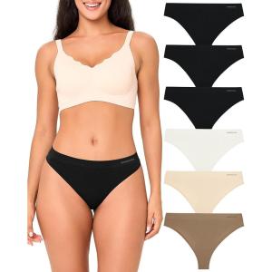 imageBAMBOO COOL Womens Thongs Seamless MoistureWicking Breathable Underwear High Stretchy Mid Waisted Panties Tagless 6 PackMulticoloured E 6pack