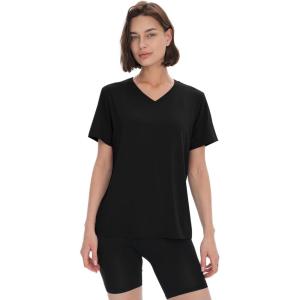 imageBAMBOO COOL Womens VNeck T Shirts Classic Short Sleeve Sexy Fit Tops for Women Basic TeesBlack