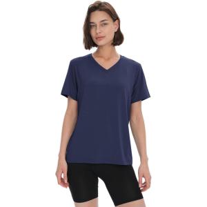 imageBAMBOO COOL Womens VNeck T Shirts Classic Short Sleeve Sexy Fit Tops for Women Basic TeesDark Blue