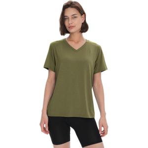 imageBAMBOO COOL Womens VNeck T Shirts Classic Short Sleeve Sexy Fit Tops for Women Basic TeesGreen