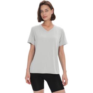 imageBAMBOO COOL Womens VNeck T Shirts Classic Short Sleeve Sexy Fit Tops for Women Basic TeesGrey
