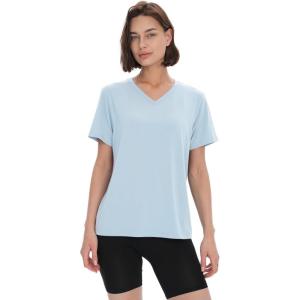 imageBAMBOO COOL Womens VNeck T Shirts Classic Short Sleeve Sexy Fit Tops for Women Basic TeesLight Blue