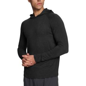 imageBAMBOO COOL Mens UPF 50 Athletic Sun Protection Hoodies Long Sleeve SPF Fishing Thumbhole Shirts Hooded Soft LightweightDark Black