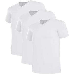 imageBAMBOO COOL Mens Undershirts Slim Fit VNeckCrewneck MoistureWicking TShirts Soft Stretch White Tees for Men 3 PackV Neckwhite3