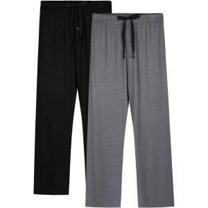 imageBAMBOO COOL Mens Pajama Pants Sleep Lounge Bottoms Soft Comfy Pj Pant Sleepwear with Pockets 2 PackLongablack  Dark Grey2 Pack
