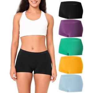 imageBAMBOO COOL Womens Boyshort Panties Seamless Mid Waist Underwear Stretchy Moisture Wicking Boxer Briefs for Ladies 5 PackMulticoloured B 5pack