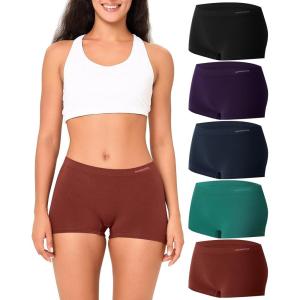 imageBAMBOO COOL Womens Boyshort Panties Seamless Mid Waist Underwear Stretchy Moisture Wicking Boxer Briefs for Ladies 5 PackMulticoloured C 5pack