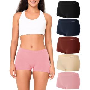 imageBAMBOO COOL Womens Boyshort Panties Seamless Mid Waist Underwear Stretchy Moisture Wicking Boxer Briefs for Ladies 5 PackMulticoloured D 5pack