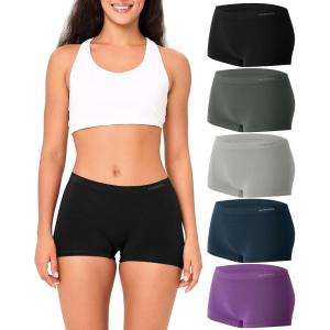 imageBAMBOO COOL Womens Boyshort Panties Seamless Mid Waist Underwear Stretchy Moisture Wicking Boxer Briefs for Ladies 5 PackMulticoloured G 5pack