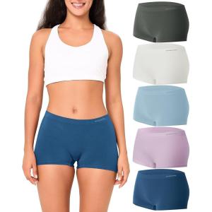 imageBAMBOO COOL Womens Boyshort Panties Seamless Mid Waist Underwear Stretchy Moisture Wicking Boxer Briefs for Ladies 5 PackMulticoloured I 5pack