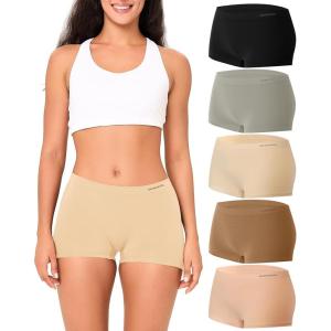 imageBAMBOO COOL Womens Boyshort Panties Seamless Mid Waist Underwear Stretchy Moisture Wicking Boxer Briefs for Ladies 5 PackMulticoloured a 5pack
