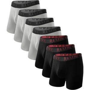imageBAMBOO COOL Mens Underwear Boxer Briefs Fly with Builtin 3D Pouch Comfortable Cool Underwear for Men 4 Pack024bluegray 3black
