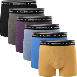 imageBAMBOO COOL Boys Underwear MoistureWicking Brethable Boxer Briefs Soft Lightweight TagFree with Fly Pouch 6PackFblack deep Purple brilliant Blue deep Gray yellow blue6 Pack