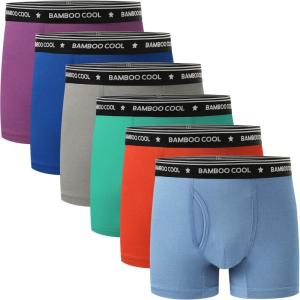imageBAMBOO COOL Boys Underwear MoistureWicking Brethable Boxer Briefs Soft Lightweight TagFree with Fly Pouch 6PackOrangered purple green gray royalblue ocean Blue6pack