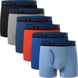 imageBAMBOO COOL Boys Underwear MoistureWicking Brethable Boxer Briefs Soft Lightweight TagFree with Fly Pouch 6PackRoyalblue navy Blue orangered black ocean Blue gray6pack