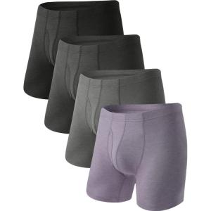 imageBAMBOO COOL Mens Ultra ComfortSoft Underwear Moisture Wicking ampamp Breathable No Ride Up Boxer Briefs with Fly Multipack05assorted 4 Pack