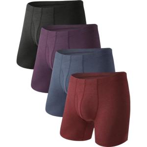 imageBAMBOO COOL Mens Ultra ComfortSoft Underwear Moisture Wicking ampamp Breathable No Ride Up Boxer Briefs with Fly Multipack06assorted 4 Pack