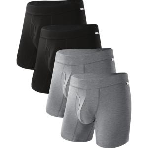 imageBAMBOO COOL Mens Ultra ComfortSoft Underwear Moisture Wicking ampamp Breathable No Ride Up Boxer Briefs with Fly Multipack20assorted 4 Pack