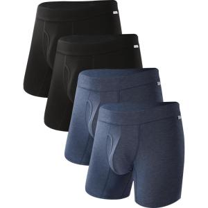 imageBAMBOO COOL Mens Ultra ComfortSoft Underwear Moisture Wicking ampamp Breathable No Ride Up Boxer Briefs with Fly Multipack21assorted 4 Pack