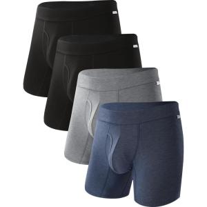 imageBAMBOO COOL Mens Ultra ComfortSoft Underwear Moisture Wicking ampamp Breathable No Ride Up Boxer Briefs with Fly Multipack22assorted 4 Pack