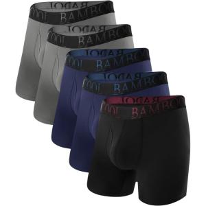 imageBAMBOO COOL Mens Ultra ComfortSoft Underwear Moisture Wicking ampamp Breathable No Ride Up Boxer Briefs with Fly Multipack25assorted 5 Pack