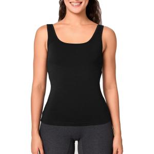 imageBAMBOO COOL ShelfBra Lingerie Camisole for Women Basic Tank with Adjustable Strap Soft UndershirtBlack