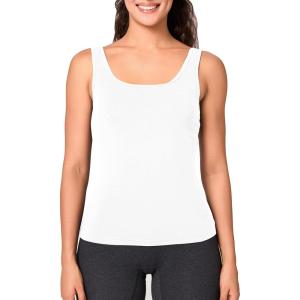 imageBAMBOO COOL ShelfBra Lingerie Camisole for Women Basic Tank with Adjustable Strap Soft UndershirtWhite