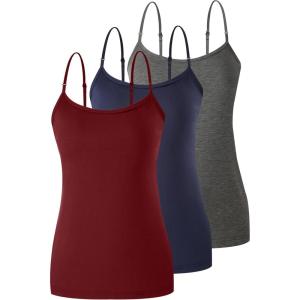 imageBAMBOO COOL Womens Lingerie Camisoles Tanks Top Spaghetti Strap Tank Tops and SlimFit Cami Undershirts 3 Pack