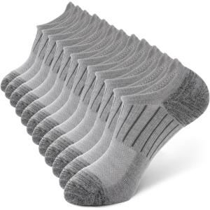 imageBAMBOO COOL No Show Socks Men Low Cut Ankle Short Socks for Men Casual Athletic Socks with Non Slip GripLight Gray 6 Pack