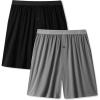 imageBAMBOO COOL Mens Pajama Bottoms Soft Comfy Breathable Lightweight Sleepwear Lounge Pajamas Shorts with pockets 2 PackBw2ablackgray