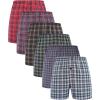 imageBAMBOO COOL Mens Woven Boxer ShortsClassic Relaxed FitLightweight Plaid Boxers underwear6 PackAssorted Plaid E 6 Pack