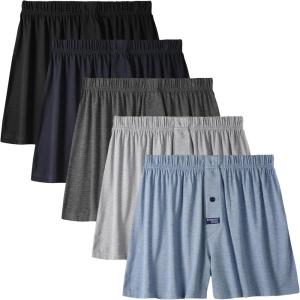 imageBAMBOO COOL Mens Boxer Short soft and Breathable Knit Boxers for men Moisturewicking Underwear with Button FlyCyanGrayCarbon GreyNavyBlack5pack