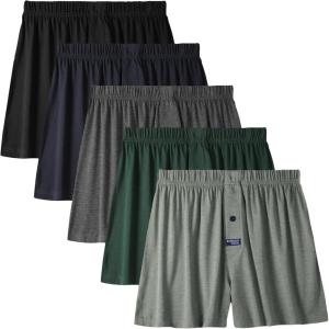 imageBAMBOO COOL Mens Boxer Short soft and Breathable Knit Boxers for men Moisturewicking Underwear with Button FlyEmeraldNavyAquaCarbon GreyBlack5pack