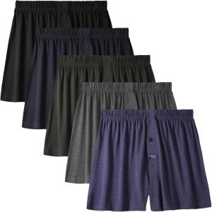 imageBAMBOO COOL Mens Boxer Short soft and Breathable Knit Boxers for men Moisturewicking Underwear with Button FlyIndigoNavyDarkgrayCarbon GreyBlack5pack