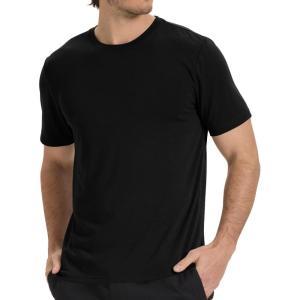 imageBAMBOO COOL Mens Crewneck TShirts Short Sleeve Heavy Weight Tees Moisture Wicking Undershirts Casual Basic T ShirtAblack
