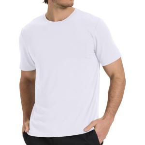 imageBAMBOO COOL Mens Crewneck TShirts Short Sleeve Heavy Weight Tees Moisture Wicking Undershirts Casual Basic T ShirtBwhite