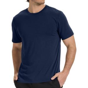 imageBAMBOO COOL Mens Crewneck TShirts Short Sleeve Heavy Weight Tees Moisture Wicking Undershirts Casual Basic T ShirtCnavy Blue