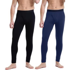 imageMens Heavyweight Thermal Underwear Long Johns Bottom with Soft Wool Lining Stretch Comfortable Base Layer for Cold WeatherBlack1navy Blue1