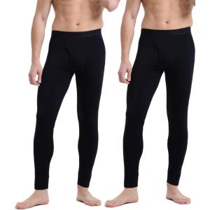 imageMens Heavyweight Thermal Underwear Long Johns Bottom with Soft Wool Lining Stretch Comfortable Base Layer for Cold WeatherBlack2