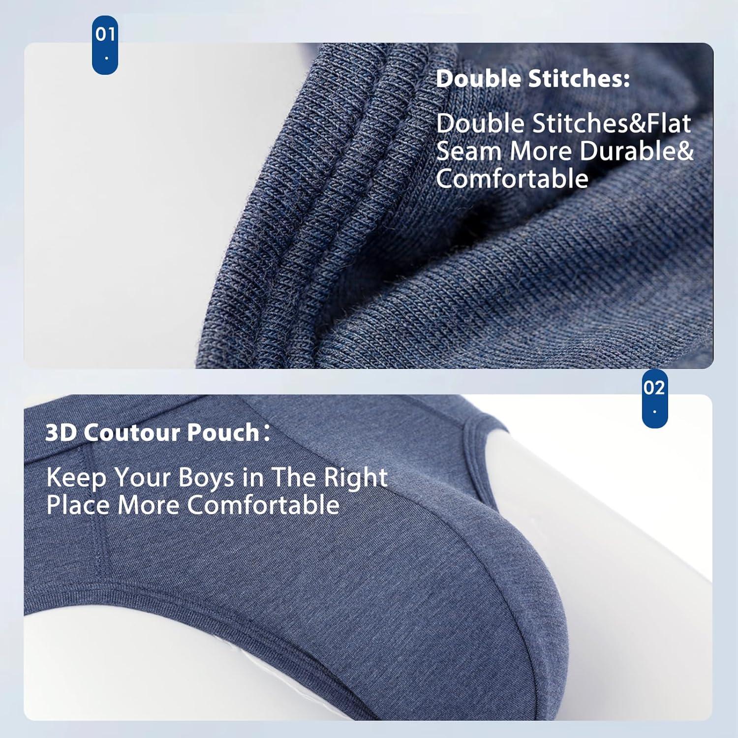 imageMens Tagless Briefs Coverd Waistband Comfort Soft Underwear with Contour Pouch Breathable Underpants MultipacksBlack blue