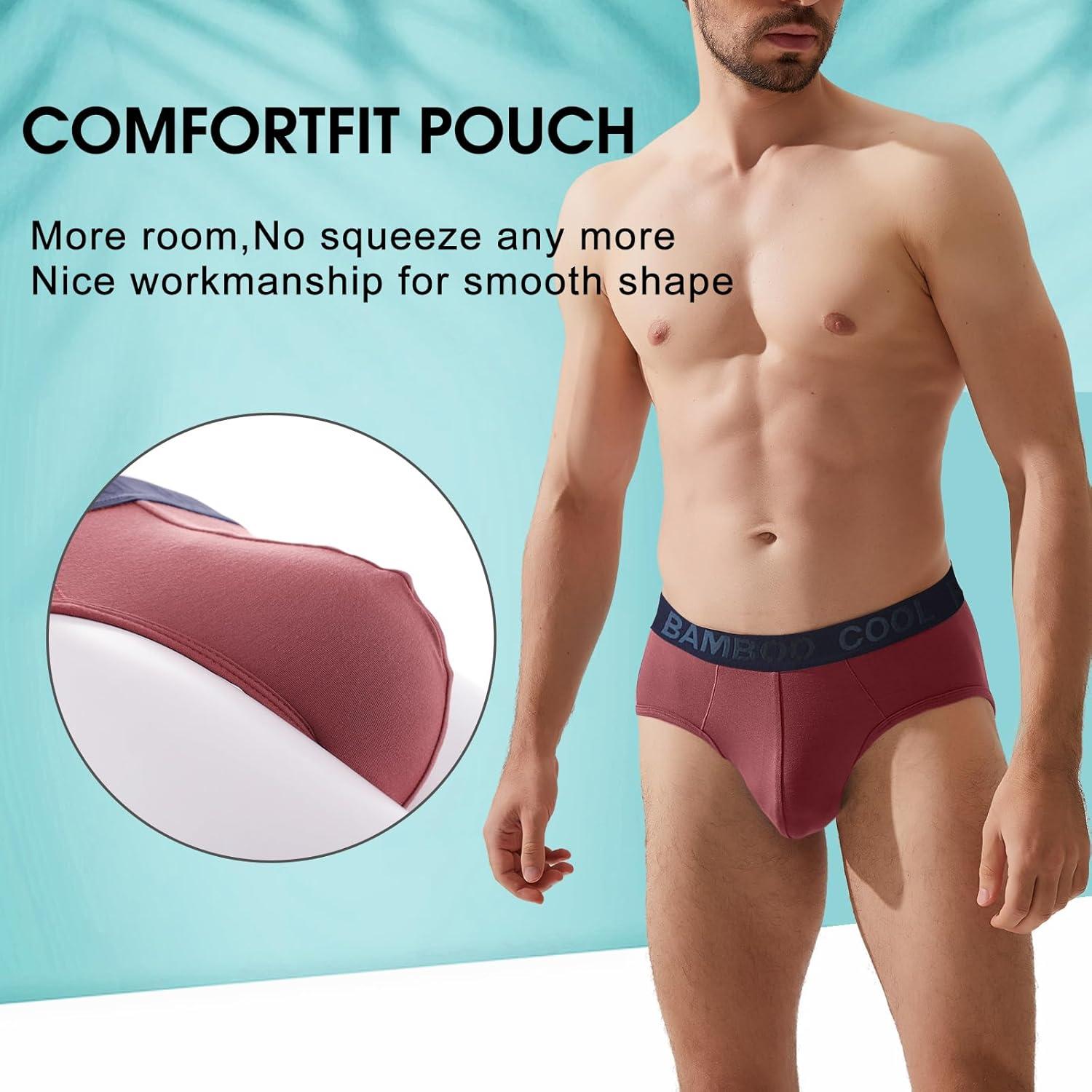 imageMens Tagless Briefs Coverd Waistband Comfort Soft Underwear with Contour Pouch Breathable Underpants MultipacksDark Blue purple red light Blue