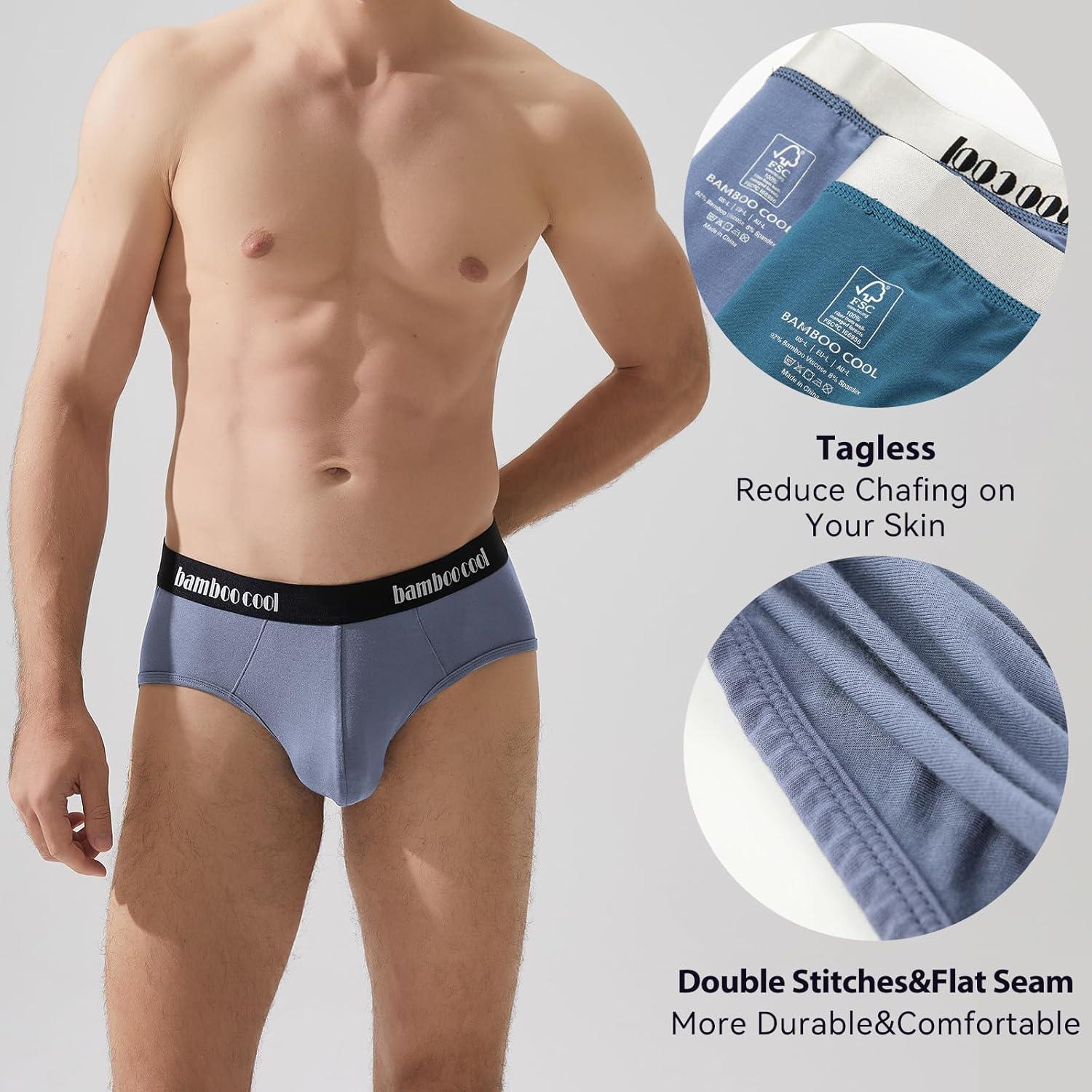 imageMens Tagless Briefs Coverd Waistband Comfort Soft Underwear with Contour Pouch Breathable Underpants MultipacksNattier Blue smoke Blue gray black