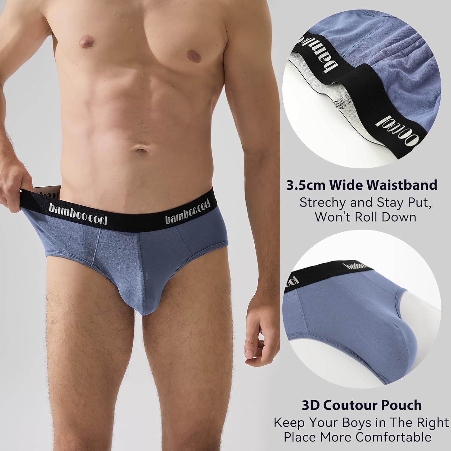 imageMens Tagless Briefs Coverd Waistband Comfort Soft Underwear with Contour Pouch Breathable Underpants MultipacksNattier Blue smoke Blue gray black