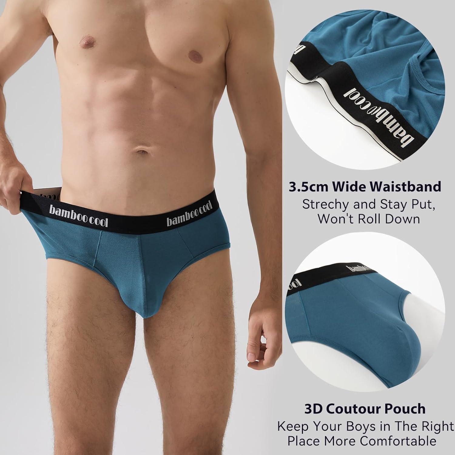 imageMens Tagless Briefs Coverd Waistband Comfort Soft Underwear with Contour Pouch Breathable Underpants MultipacksPowderblue light Blue red dark Blue