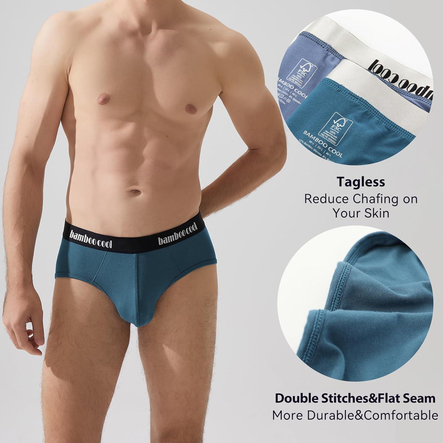 imageMens Tagless Briefs Coverd Waistband Comfort Soft Underwear with Contour Pouch Breathable Underpants MultipacksPowderblue light Blue red dark Blue