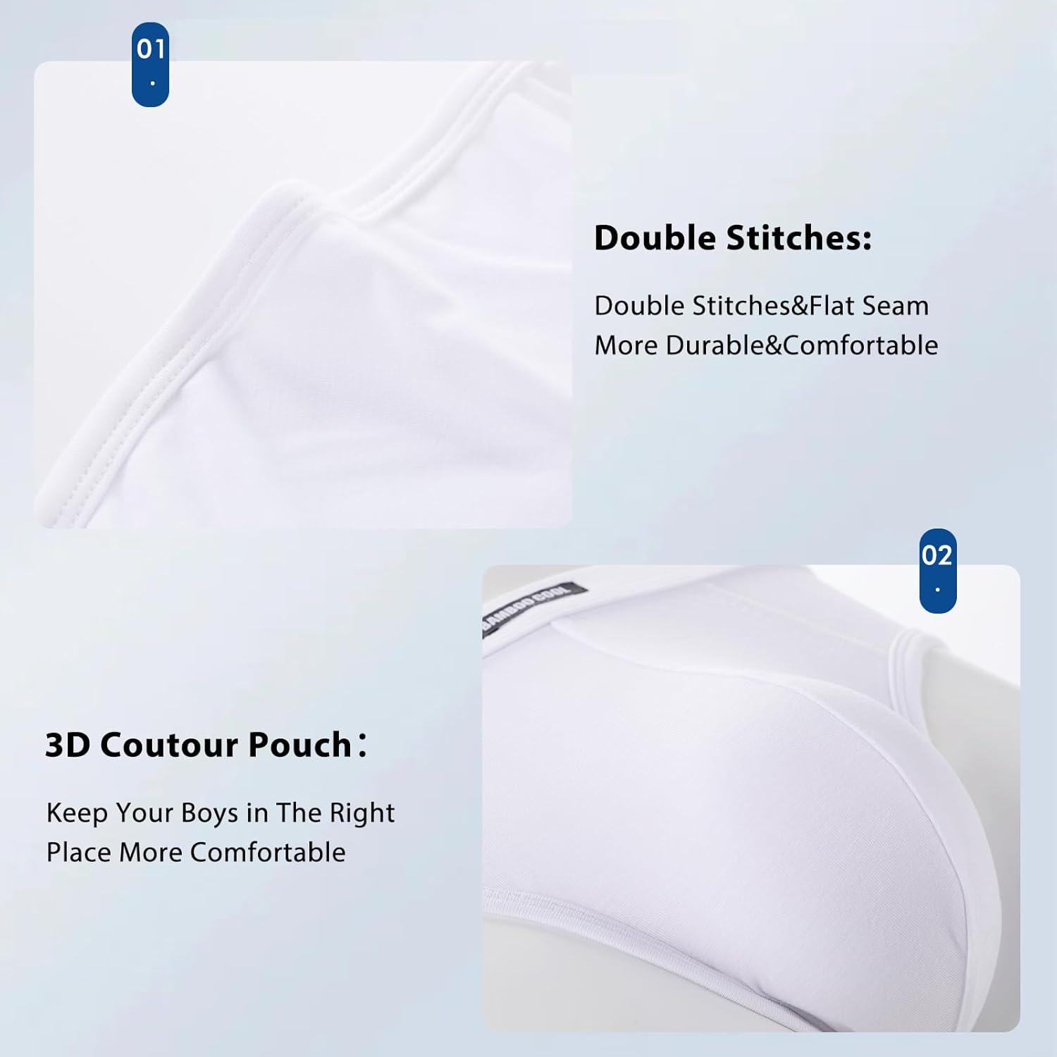 imageMens Tagless Briefs Coverd Waistband Comfort Soft Underwear with Contour Pouch Breathable Underpants MultipacksWhite4pack